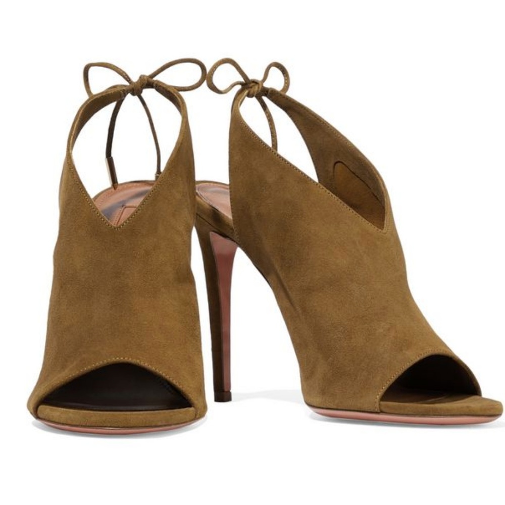 AUTHENTIC EUC Aquazzura Ami Heels SIZE 7 Olive - Picture 3 of 5